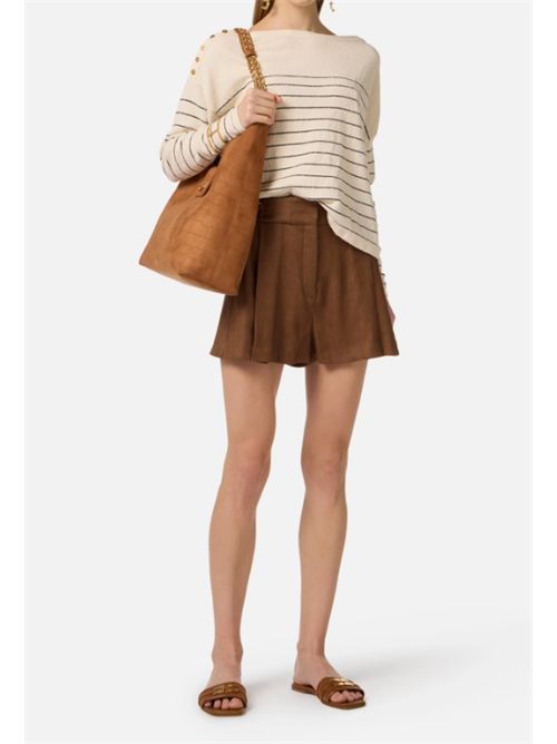 LINEN-BLEND SHORTS ELISABETTA FRANCHI | SH01162E2600 CUOIO